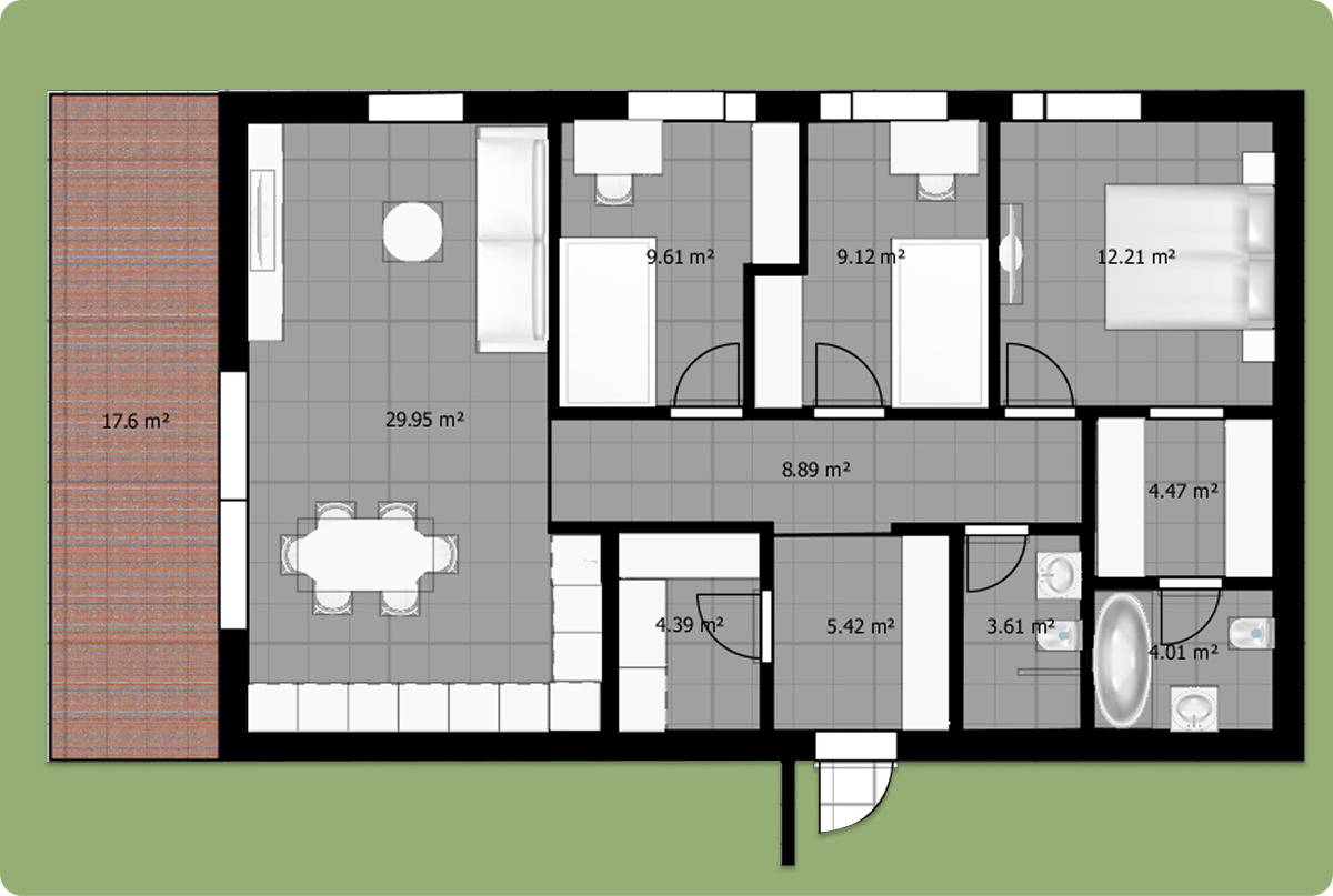 Olektes kvartāls 92 m2 vienģimenes mājas plānojums